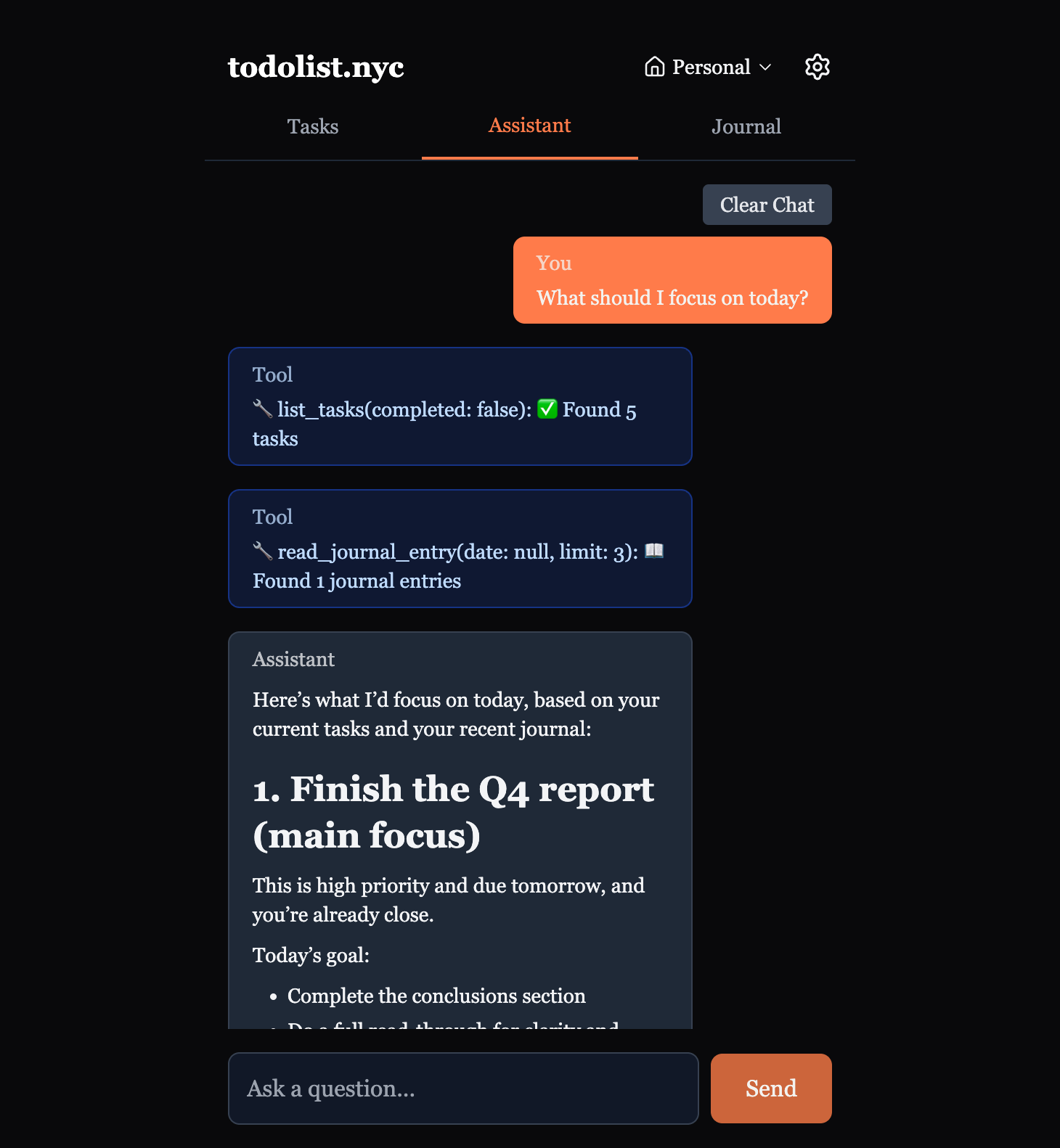 AI Assistant providing personalized recommendations