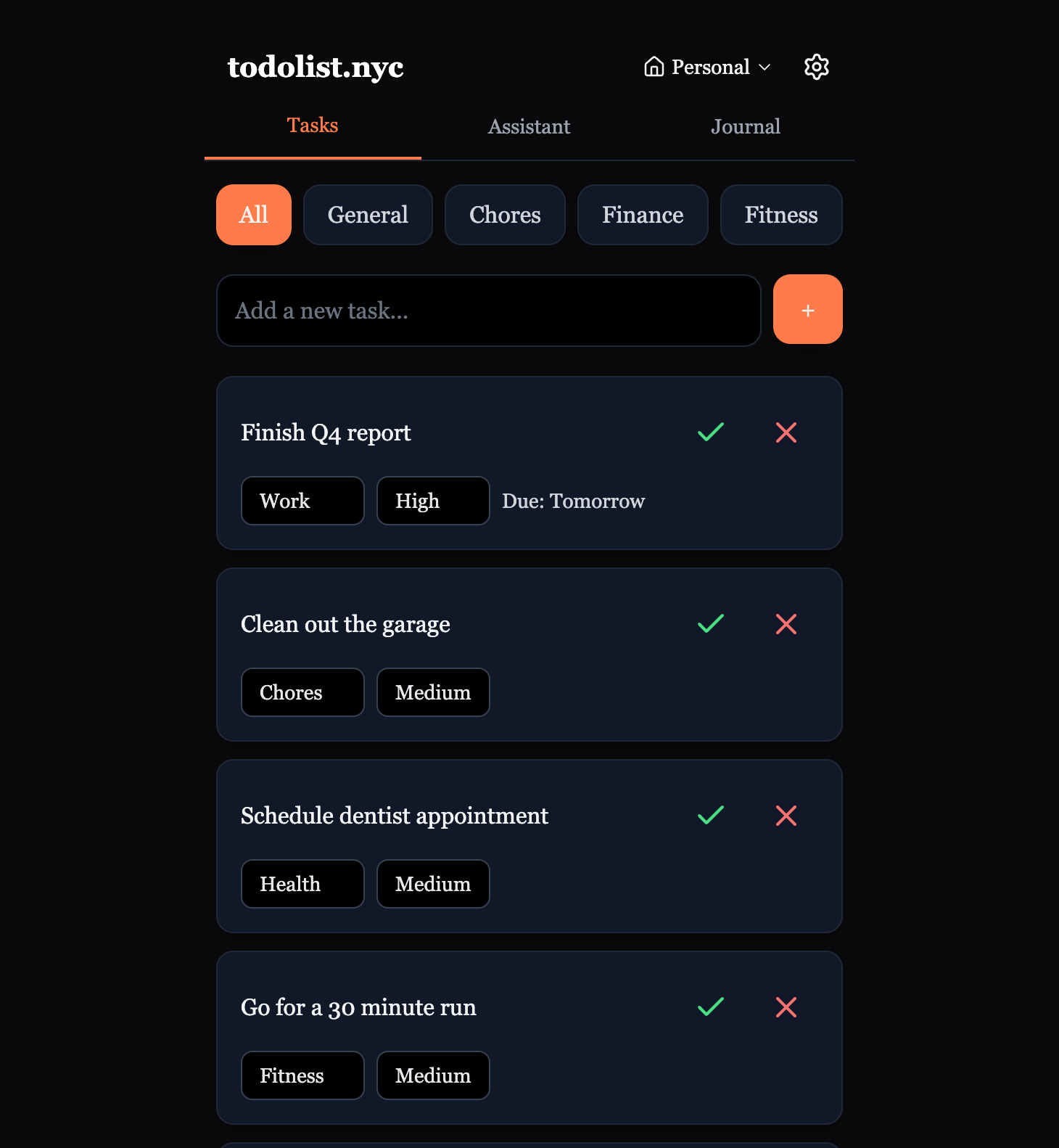 Smart task management with AI categorization